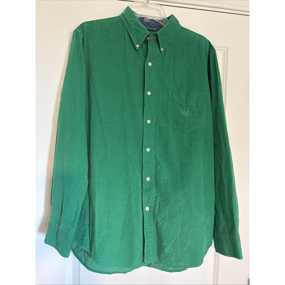 Chaps Ralph Lauren Corduroy Shirt Men’s Large Green Button Down Cotton